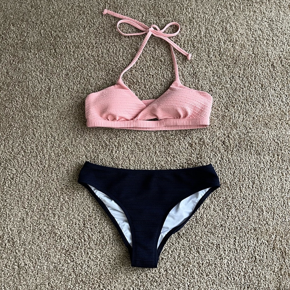 Pink and Navy Bikini Set